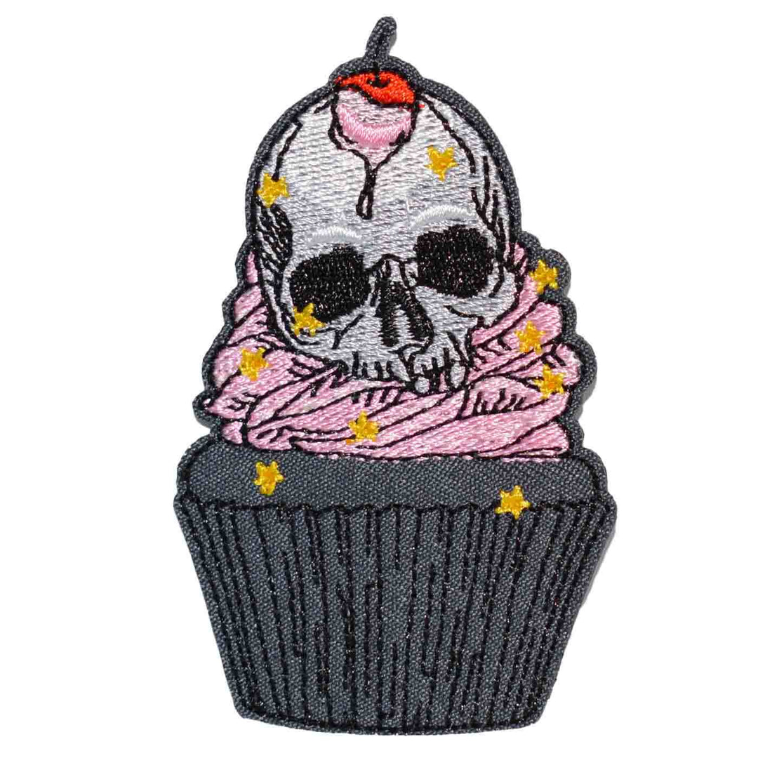 Cupcake skull iron on patch