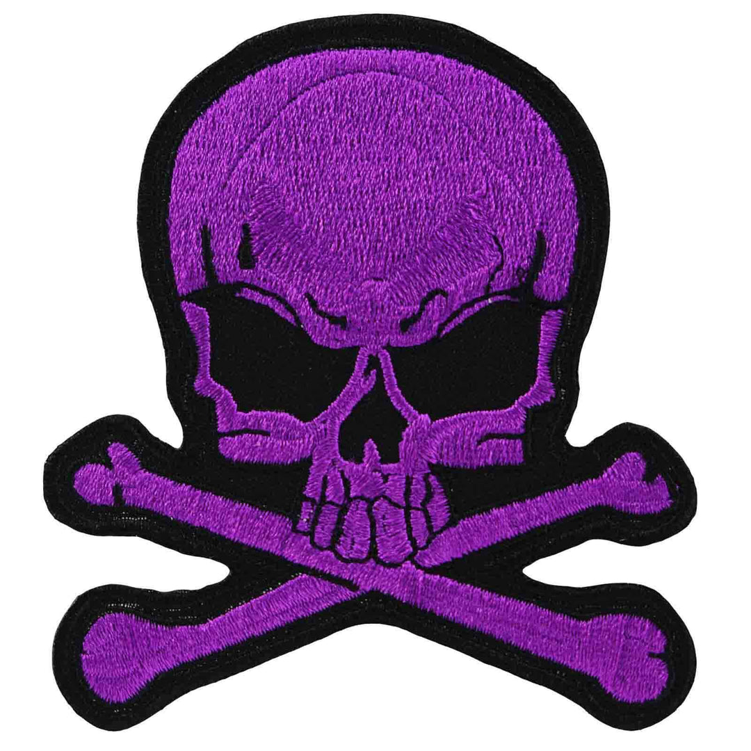 Image of Skull & Crossbones Iron On Patch - Purple