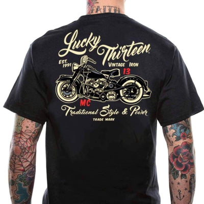 Image of Lucky 13 Men's T-Shirt - Vintage Iron Motorcycle