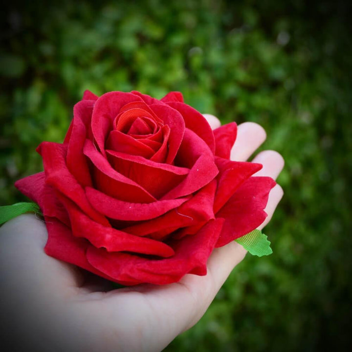 Image of Velvet Rose Flower Hair Clip/Brooch - Red