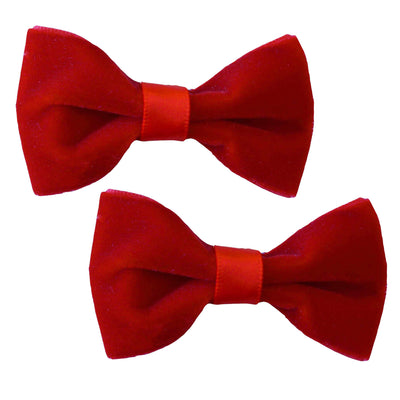 Hair Clips - Velvet - Red