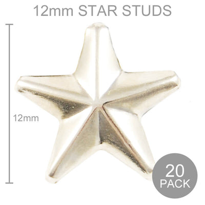 12mm Star Studs - Silver (Pack of 20)