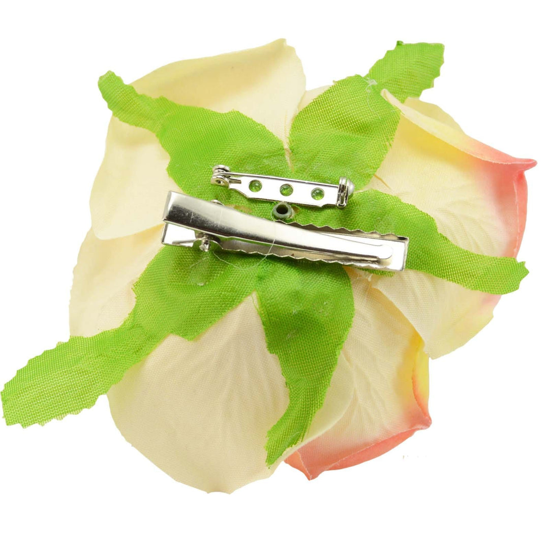 Image of Velvet Rose Flower Hair Clip/Brooch - Yellow