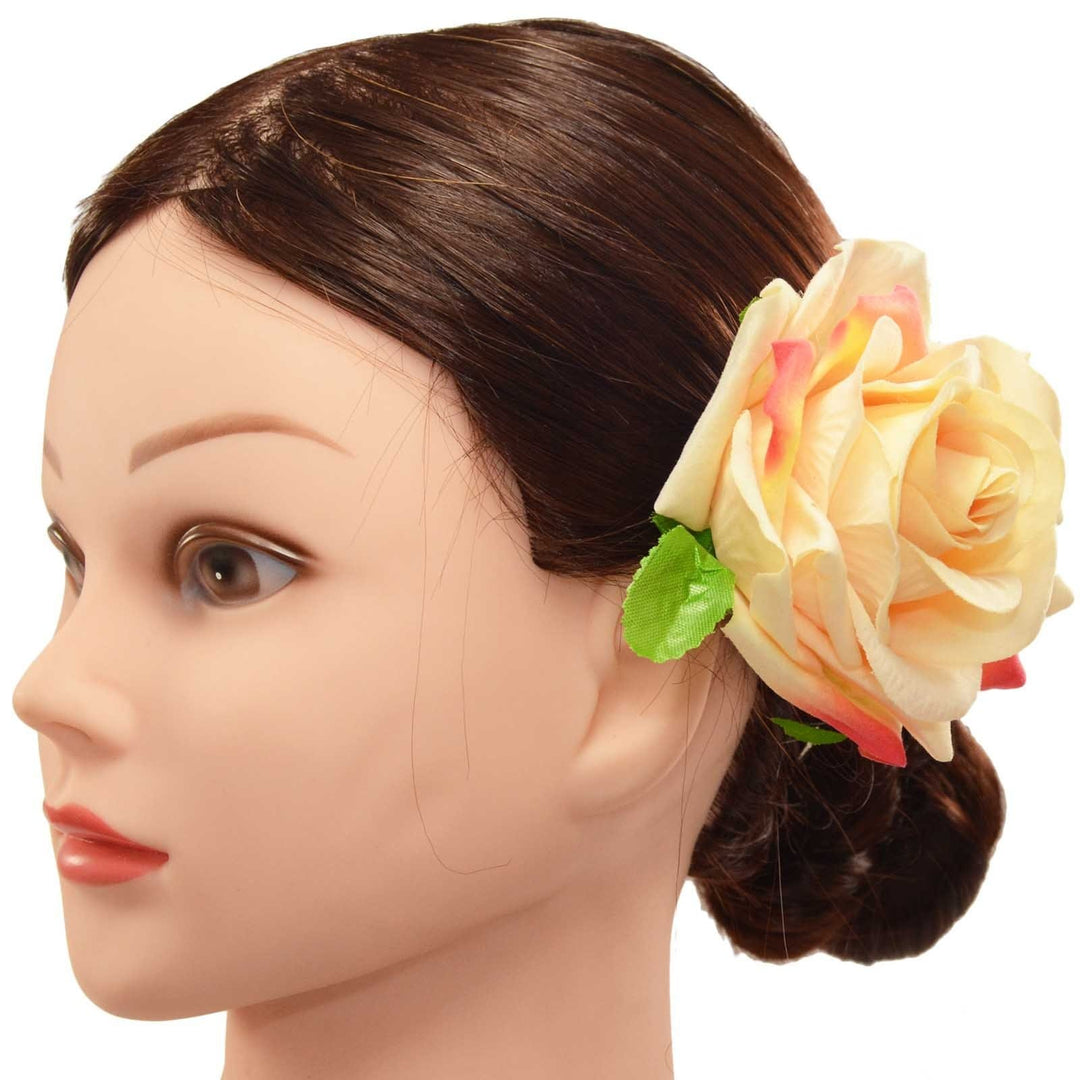 Image of Velvet Rose Flower Hair Clip/Brooch - Yellow