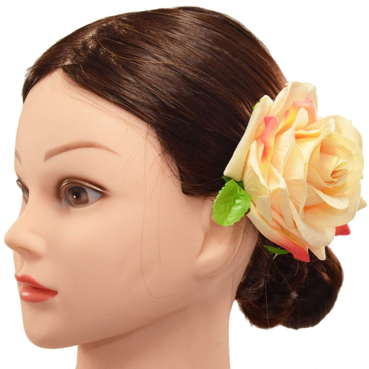 Image of Velvet Rose Flower Hair Clip/Brooch - Yellow