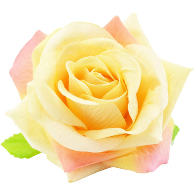 Image of Velvet Rose Flower Hair Clip/Brooch - Yellow