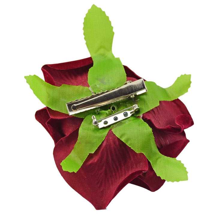Image of Velvet Rose Flower Hair Clip/Brooch - Burgundy