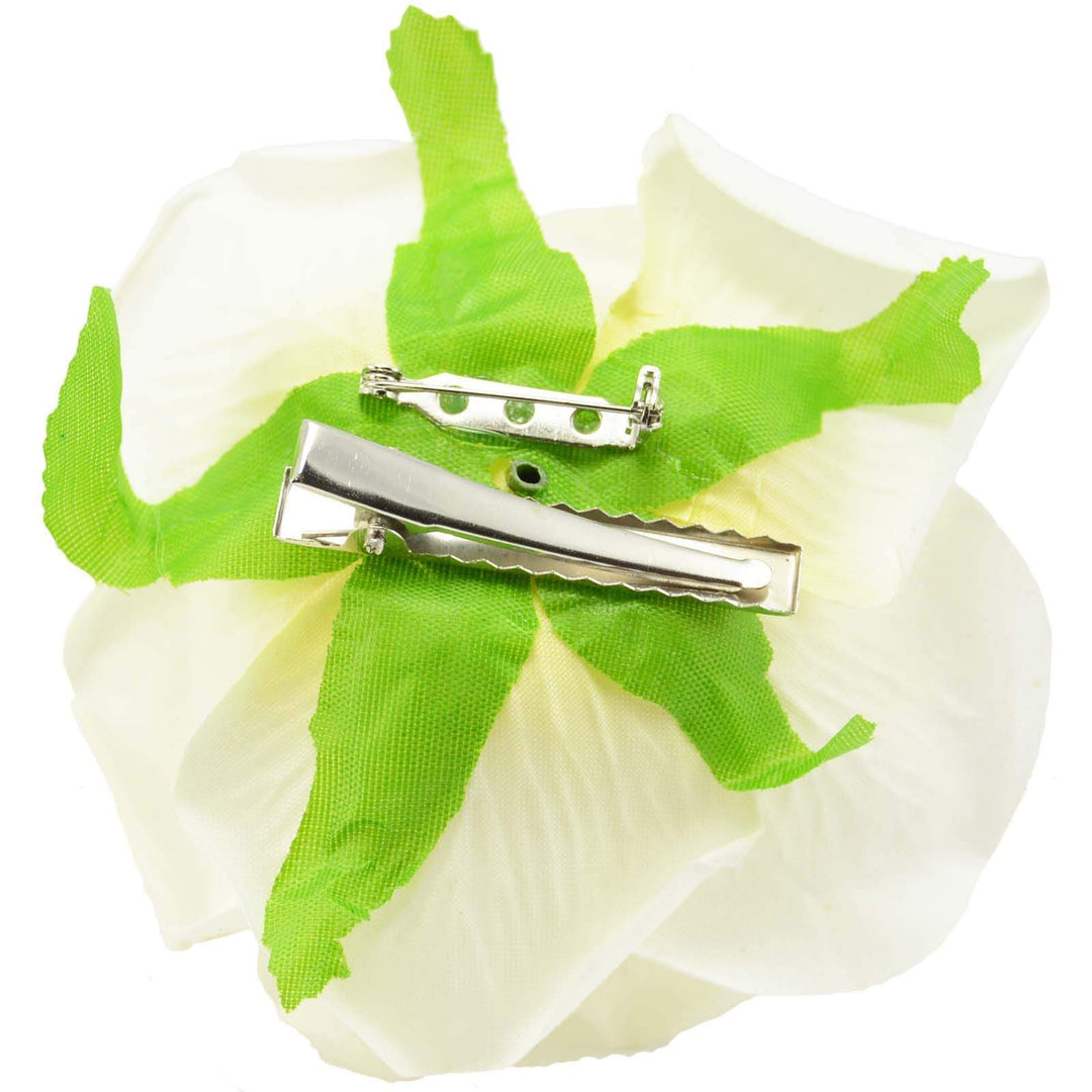 Image of Velvet Rose Flower Hair Clip/Brooch - White