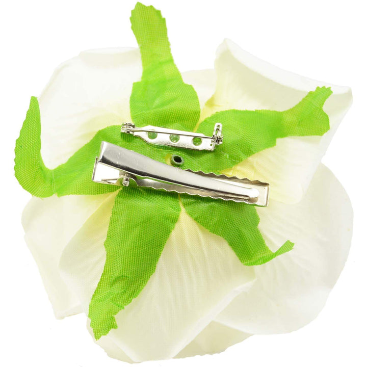 Image of Velvet Rose Flower Hair Clip/Brooch - White