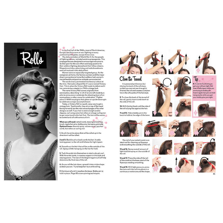 Vintage Hairstyling Book: Retro Styles with Step-by-Step Techniques (3rd Ed) rolls