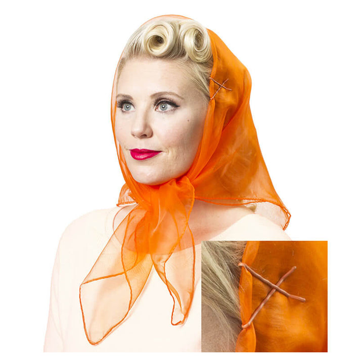 Image of Model wearing Vintage Hairstyling Tidy Tresses Hair Scarf - Orange