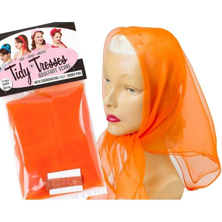 Image of Vintage Hairstyling Tidy Tresses Hair Scarf - Orange