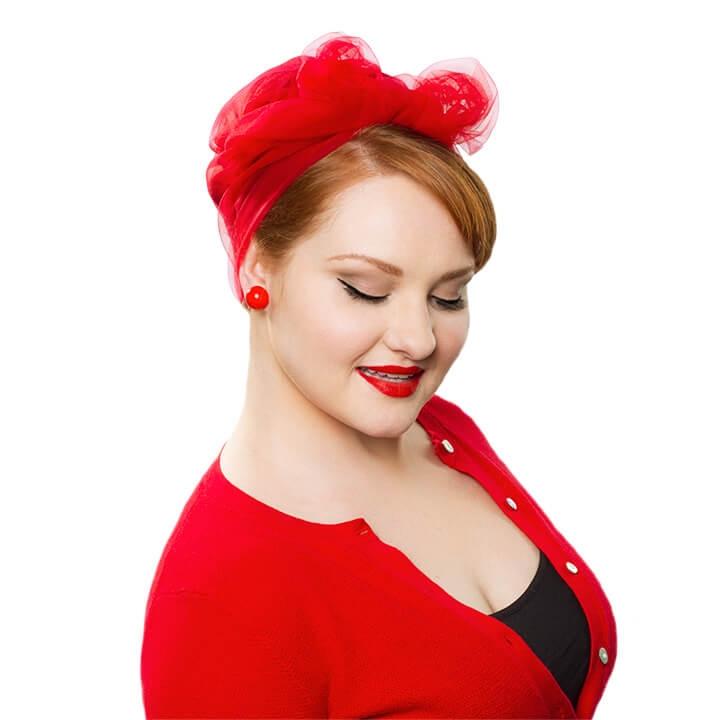 Image of Vintage Hairstyling Tidy Tresses Hair Scarf - Red